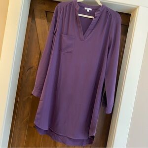 Jodifl Boutique Women’s Purple V Neck Long Sleeve  Tunic Dress Size Medium